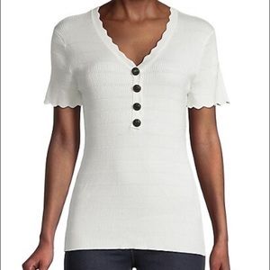 Karl Lagerfeld Paris Scalloped Ribbed Sweater